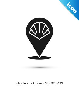 Grey Scallop sea shell icon isolated on white background. Seashell sign.  Vector