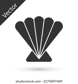 Grey Scallop sea shell icon isolated on white background. Seashell sign.  Vector