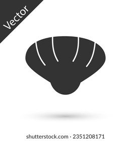 Grey Scallop sea shell icon isolated on white background. Seashell sign.  Vector