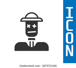 Grey Scarecrow icon isolated on white background.  Vector