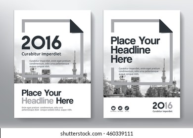 Grey Scheme with City Background Business Book Cover Design Template in A4. Easy to adapt to Brochure, Annual Report, Magazine, Poster, Corporate Presentation, Portfolio, Flyer, Banner, Website.
