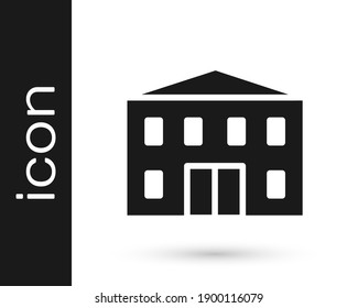 Icono de construcción de la Escuela Gris aislado en fondo blanco.  Ilustración vectorial