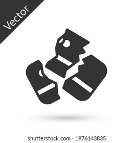 Grey Scissors cutting a credit card icon isolated on white background. Online payment. Cash withdrawal. Financial operations. Shopping sign.  Vector