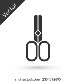 Grey Scissors hairdresser icon isolated on white background. Hairdresser, fashion salon and barber sign. Barbershop symbol.  Vector Illustration