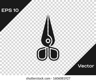Grey Scissors icon isolated on transparent background. Cutting tool sign.  Vector Illustration