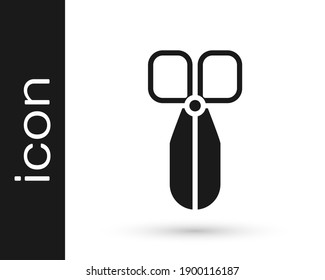 Icono de las tijeras grises aislado en fondo blanco. Señal de herramienta de corte.  Ilustración vectorial