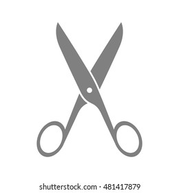 Grey scissors icon on white background