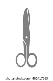 Grey scissors icon on white background