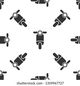 Grey Scooter icon isolated seamless pattern on white background. Vector Illustration