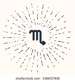 Grey Scorpio zodiac sign icon isolated on beige background. Astrological horoscope collection. Abstract circle random dots. Vector Illustration