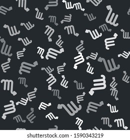 Grey Scorpio zodiac sign icon isolated seamless pattern on black background. Astrological horoscope collection.  Vector Illustration