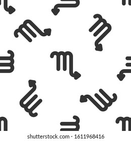 Grey Scorpio zodiac sign icon isolated seamless pattern on white background. Astrological horoscope collection.  Vector Illustration