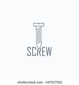 Grey Screw And Text Vector Logo Design