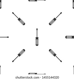 Grey Screwdriver icon isolated seamless pattern on white background. Service tool symbol.  Vector Illustration