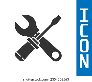 Grey Screwdriver and wrench spanner tools icon isolated on white background. Service tool symbol.  Vector Illustration