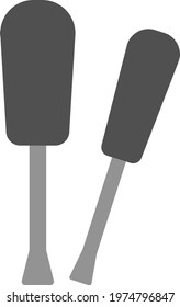 Grey screwdrivers, icon illustration, vector on white background