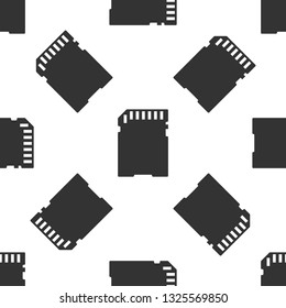 Grey SD card icon isolated seamless pattern on white background. Memory card. Adapter icon. Vector Illustration