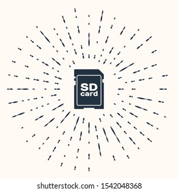 Grey SD card icon isolated on beige background. Memory card. Adapter icon. Abstract circle random dots. Vector Illustration