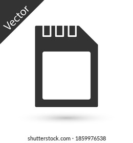 Icono de tarjeta SD gris aislado en fondo blanco. Tarjeta de memoria. Icono del adaptador. Vector.