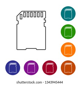 Grey SD card line icon isolated on white background. Memory card. Adapter icon. Vector Illustration