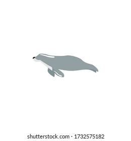 Grey Seal Sea Animal With Simple Logo