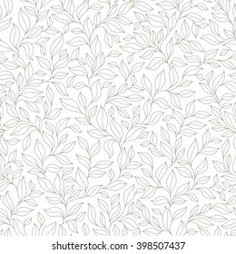 Grey seamless autumn pattern. Abstract grey seamless pattern with leaves. Vector illustration.