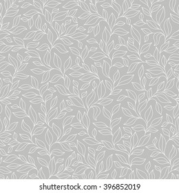 Grey seamless autumn pattern. background with leaves