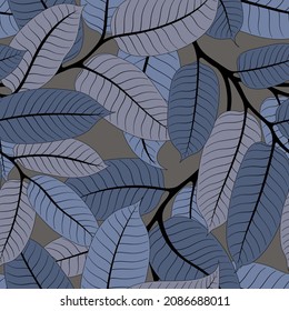 GREY SEAMLESS BACKGROUND WITH BLUE NUTMEG BRANCHES
