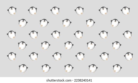 grey seamless background with penguins