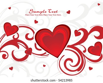 grey seamless background with red floral, romantic red heart