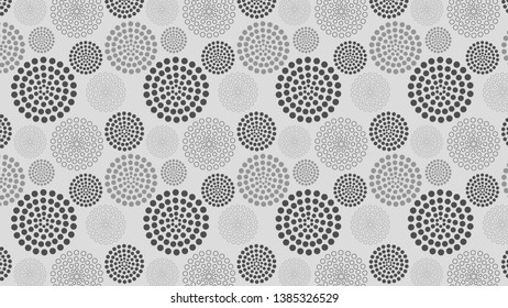 Grey Seamless Dotted Concentric Circles Pattern Background