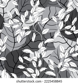 graues, nahtloses, florales Vektorgrafik-Muster auf Hintergrund