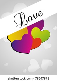 grey seamless heart background with colorful romantic heart