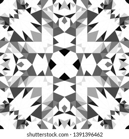 Grey seamless kaleidoscope pattern background design - abstract geometric vector wallpaper illustration from triangles