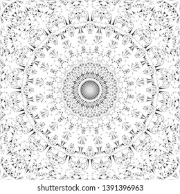 Grey seamless kaleidoscope pattern background design - abstract symmetrical vector mandala wallpaper illustration with curved triangles