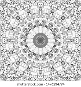 Grey seamless kaleidoscope pattern background design - abstract symmetrical vector mandala wallpaper graphic from triangles