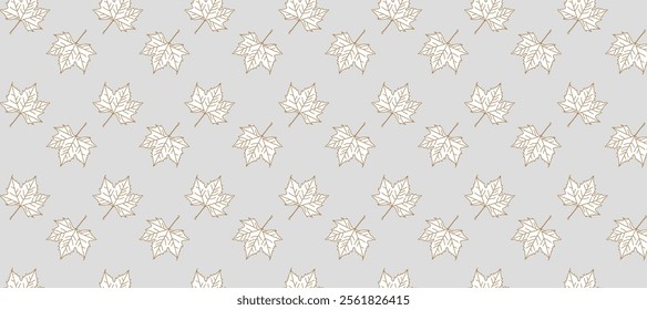 Grey seamless pattern with autumn maple leaves