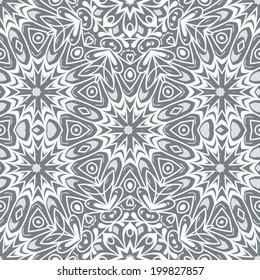 Grey seamless pattern, frosted glass, abstract vector floral ornament