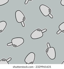 Grey seamless pattern with outline icecream