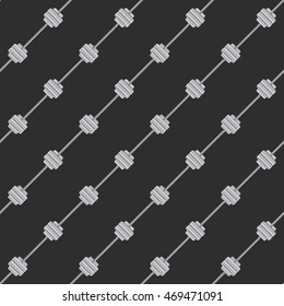 Grey seamless pattern with sport barbell.