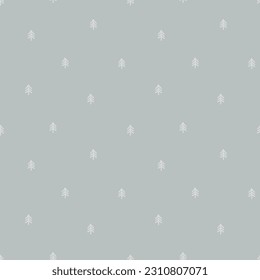 Grey seamless pattern with white tiny tree