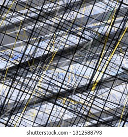 Grey seamless texture from intersecting stripes and lines. 