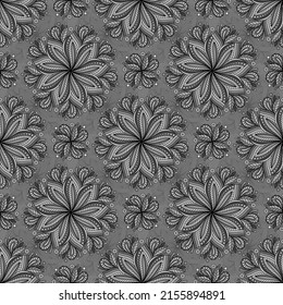 GREY SEAMLESS VECTOR BACKGROUND WITH PAISLEY PATTERN