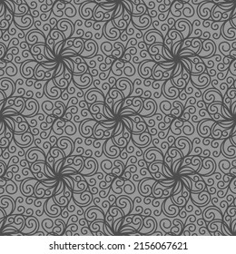 GREY SEAMLESS VECTOR BACKGROUND WITH SPIRAL CURLS