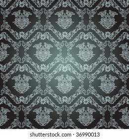 Grey seamless victorian flower pattern