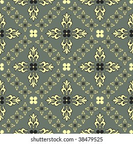 Grey seamless vintage decorative pattern (vector)