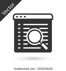 Grey Search engine icon isolated on white background.  Vector