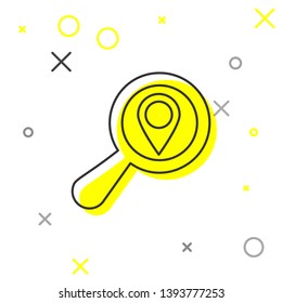 Grey Search location line icon isolated on white background. Magnifying glass with pointer sign. Vector Illustration