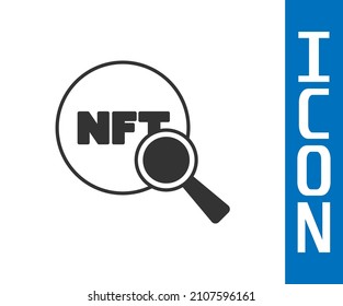 Grey Search NFT icon isolated on white background. Non fungible token. Digital crypto art concept.  Vector