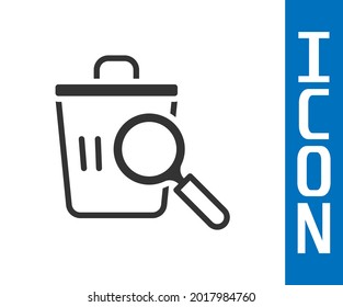 Grey Searching for food in trash can on streets outdoors icon isolated on white background. Homelessness and poverty concept.  Vector